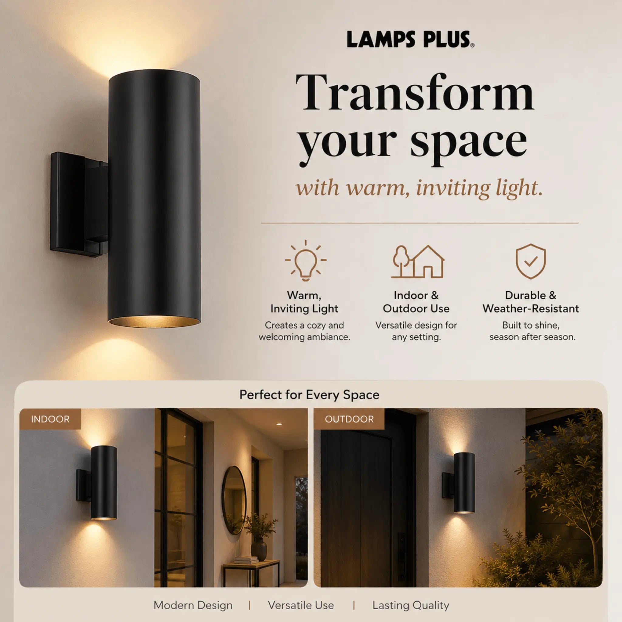 The Welcome Black Outdoor Wall Light
