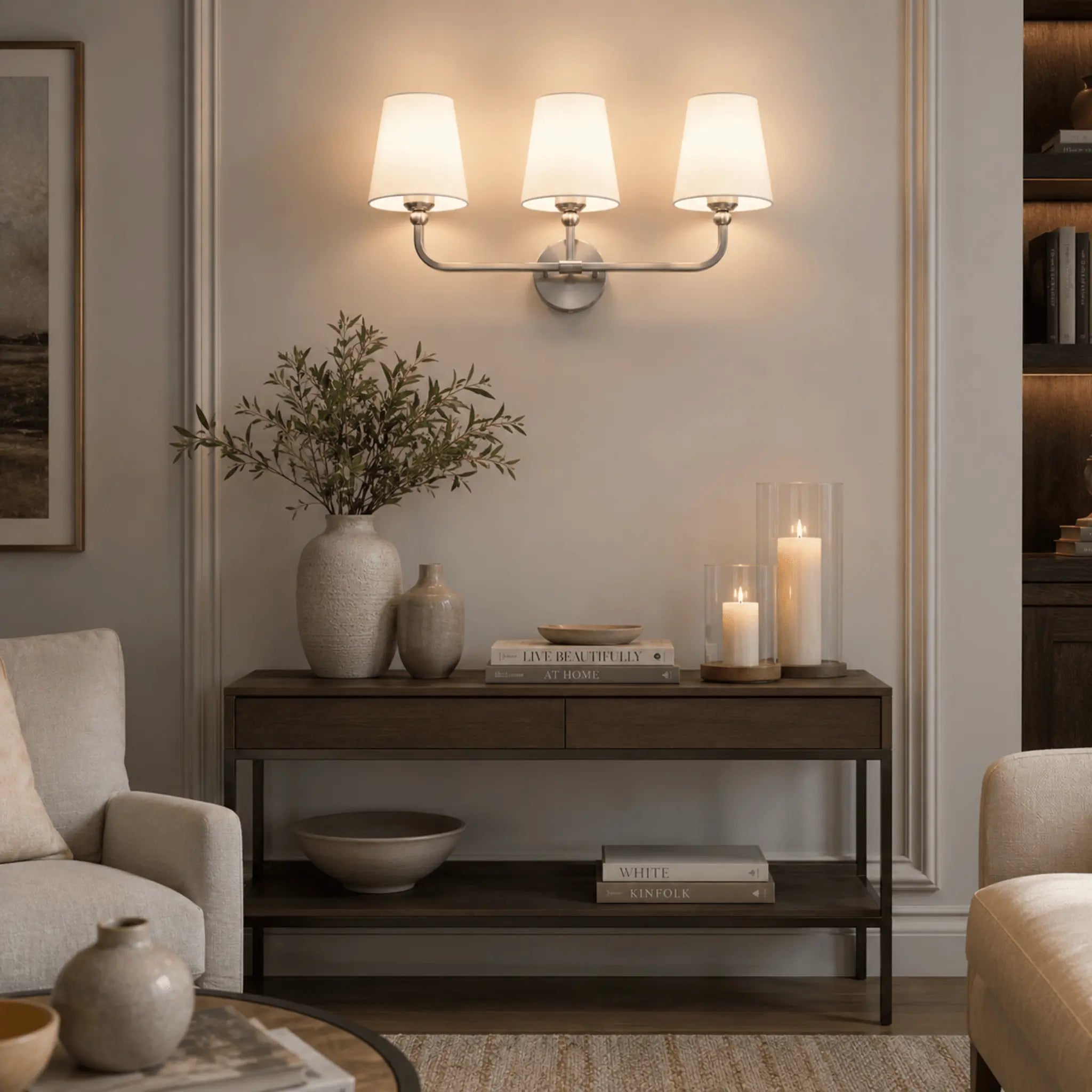 The 3-Light Polished Nickel Wall Sconce
