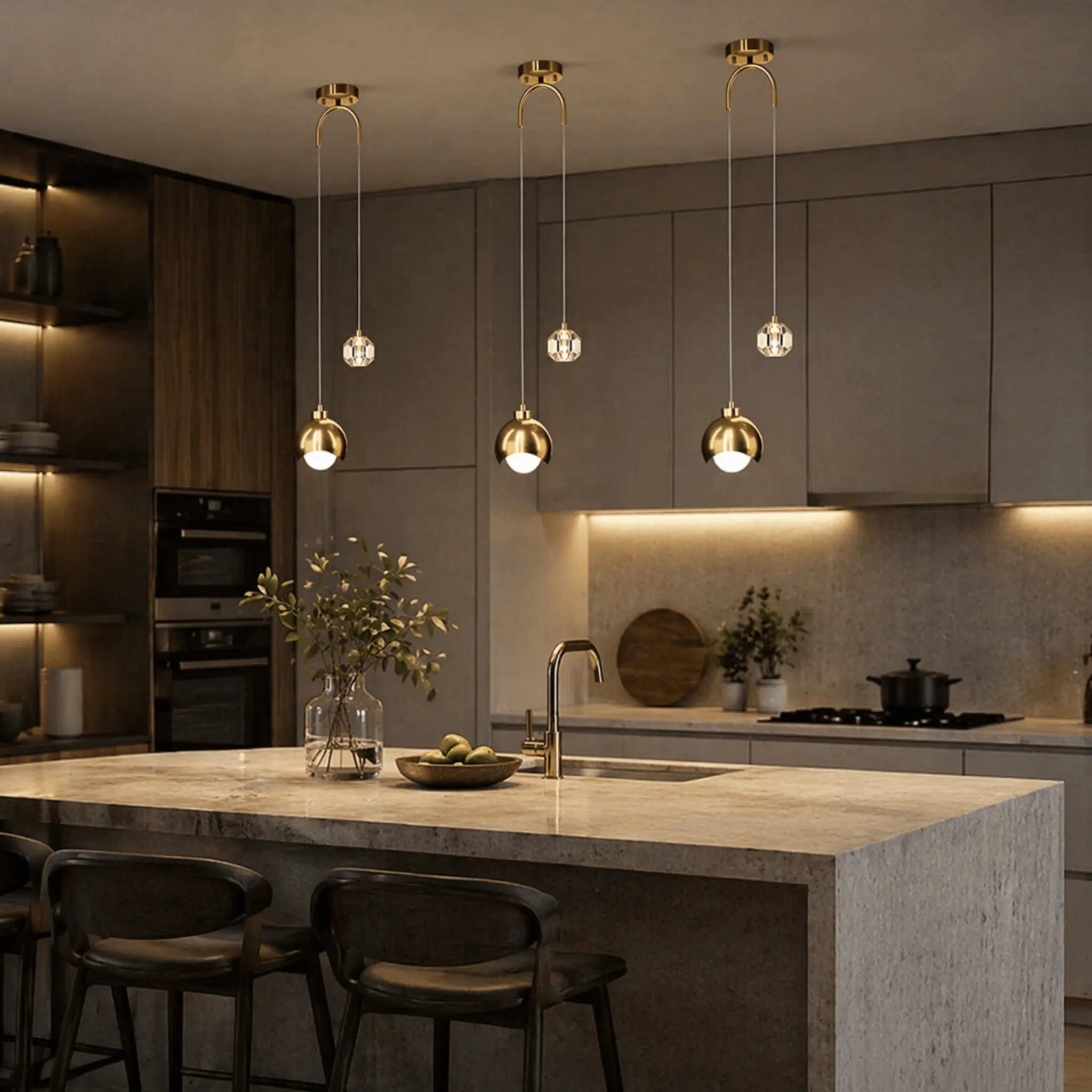 The Brushed Brass Crystal Pendant Light — Glow Your Space with Timeless Luxury