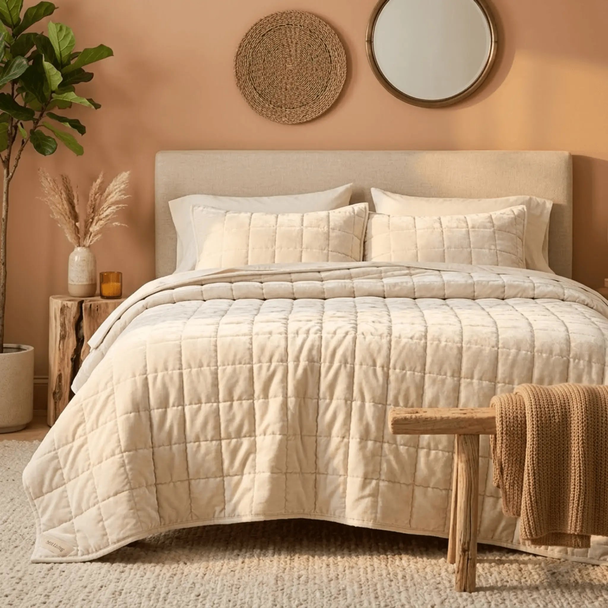 The Soft Living Cotton Velvet Quilt Set