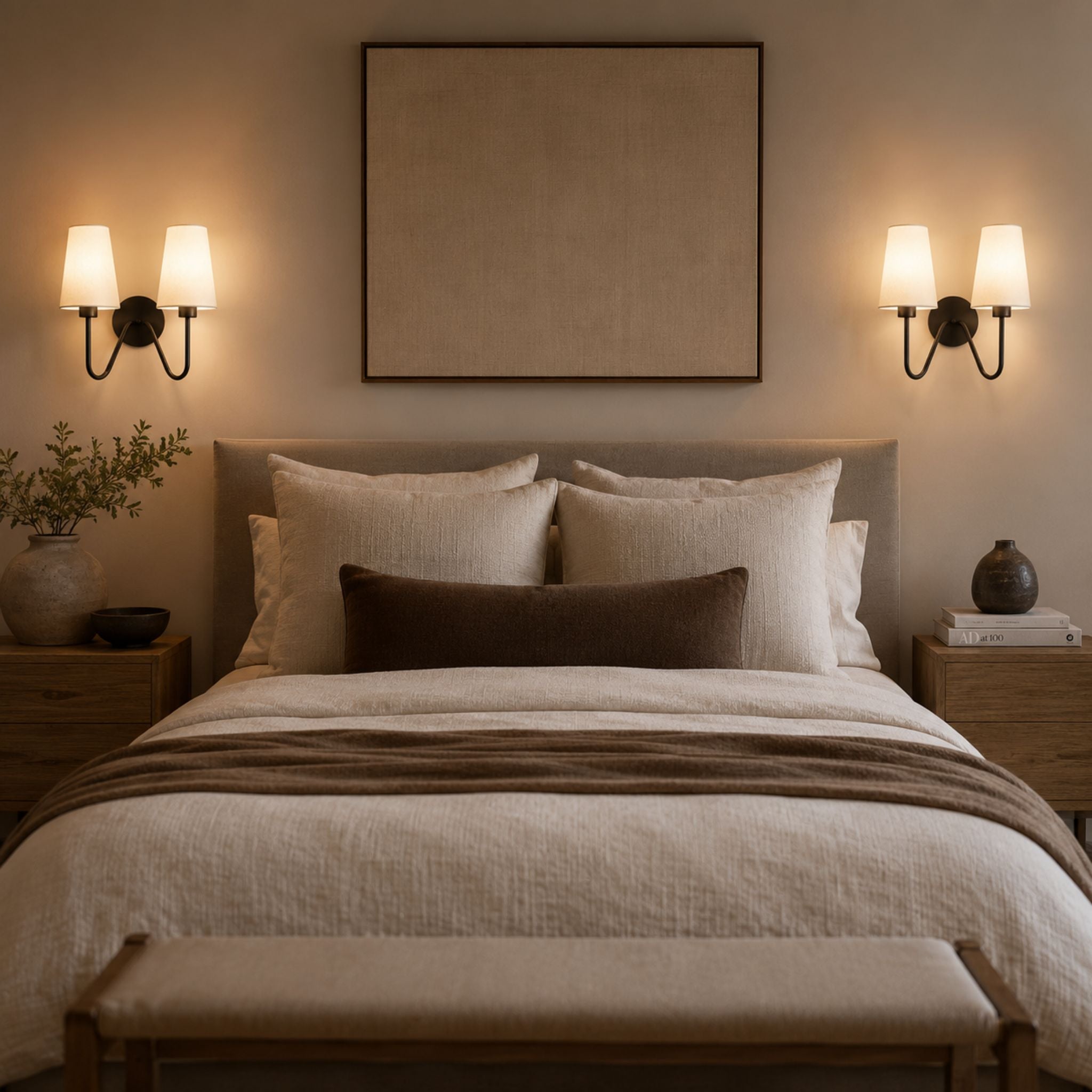 The Midnight Linen Double Wall Sconce