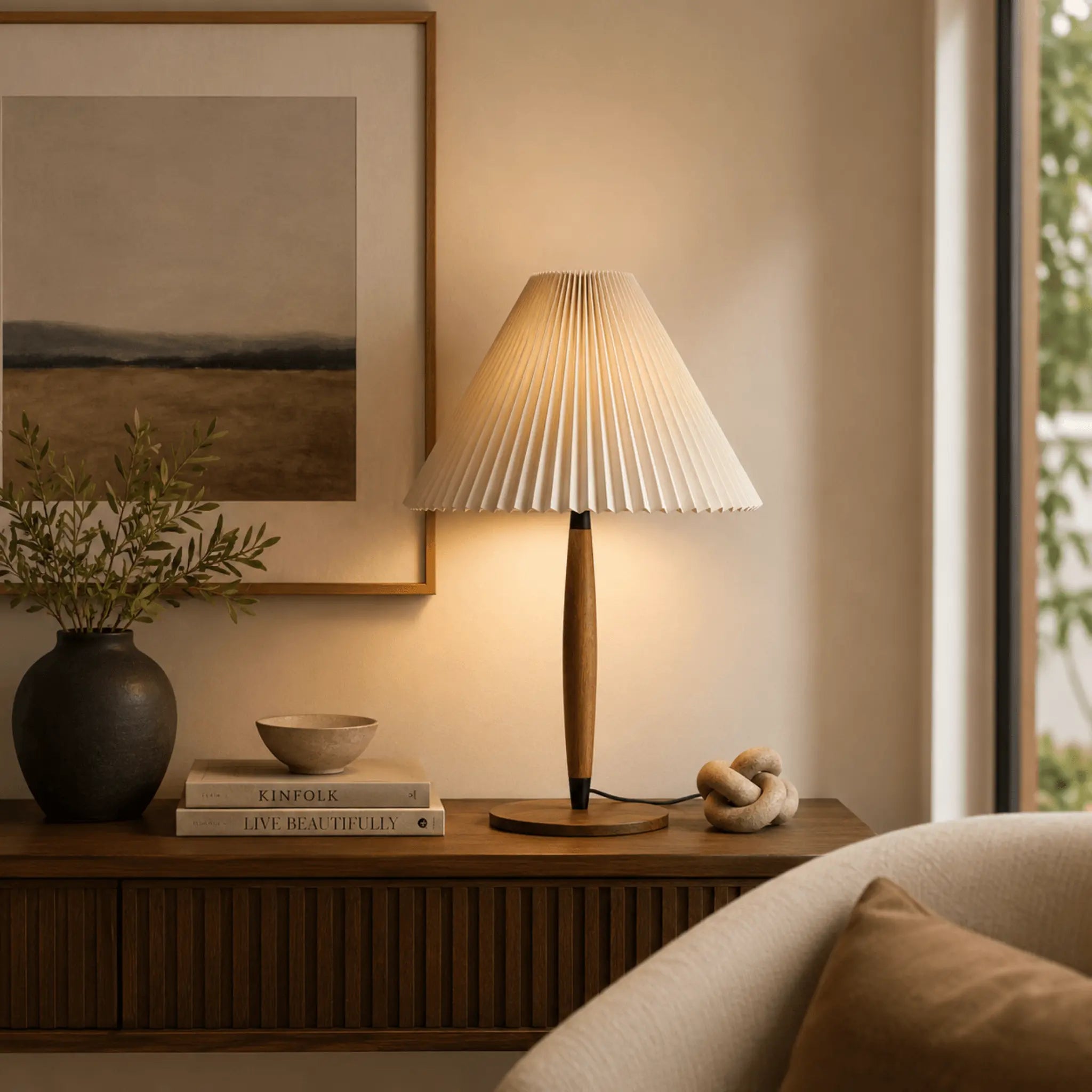 The Warm Glow Walnut Table Lamp