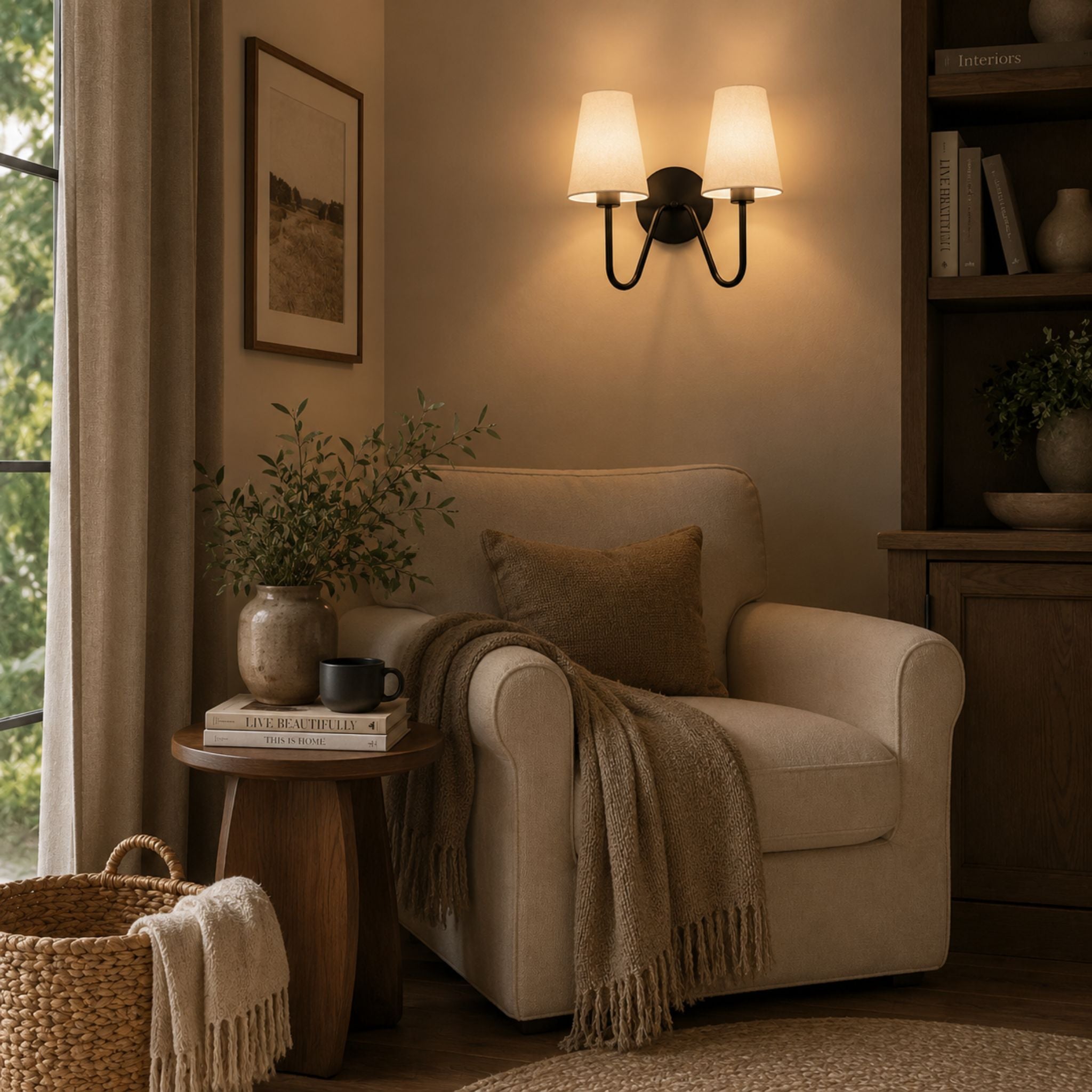 The Midnight Linen Double Wall Sconce