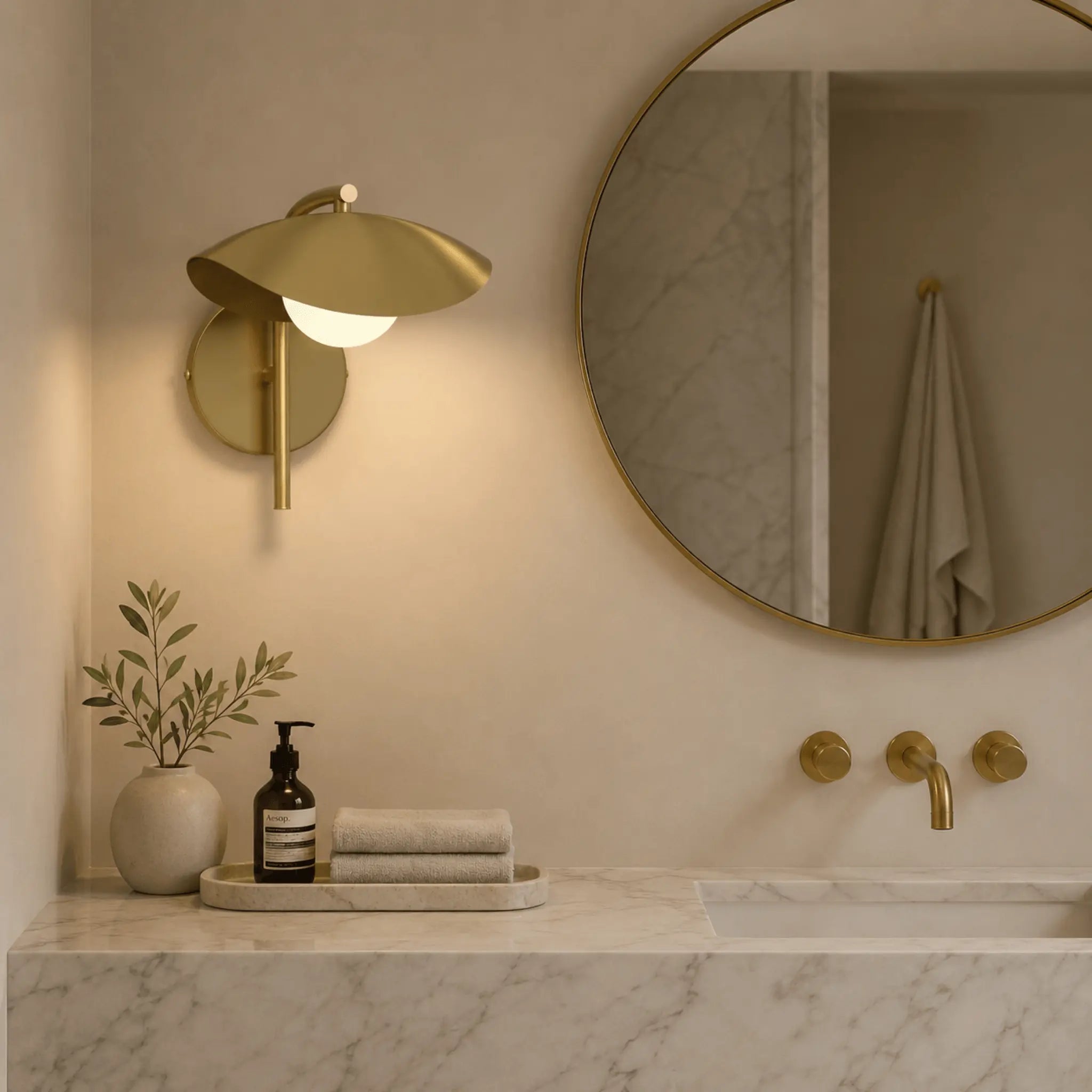 The Warm Glow Brass Sconce