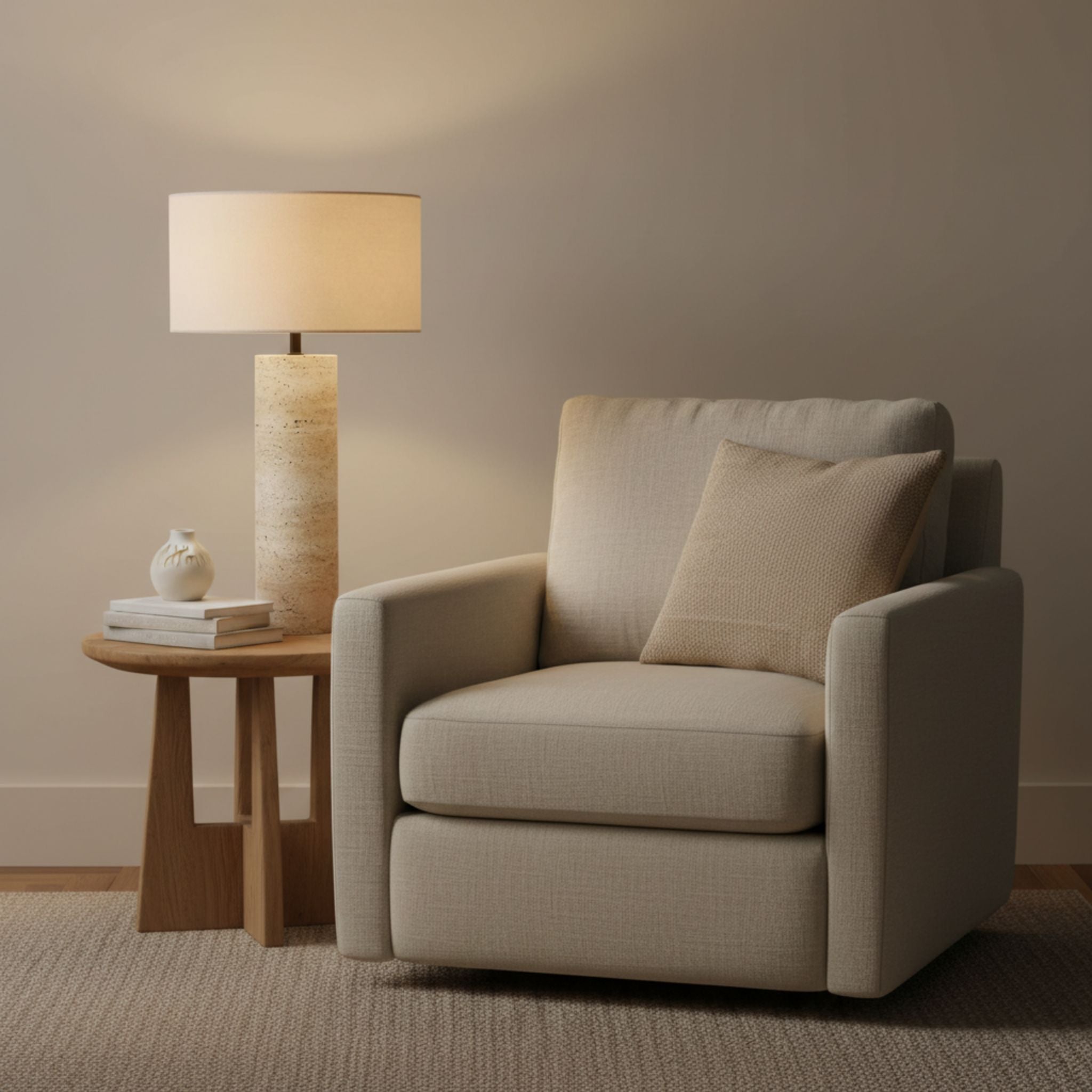 The Warm Glow Travertine Table Lamp