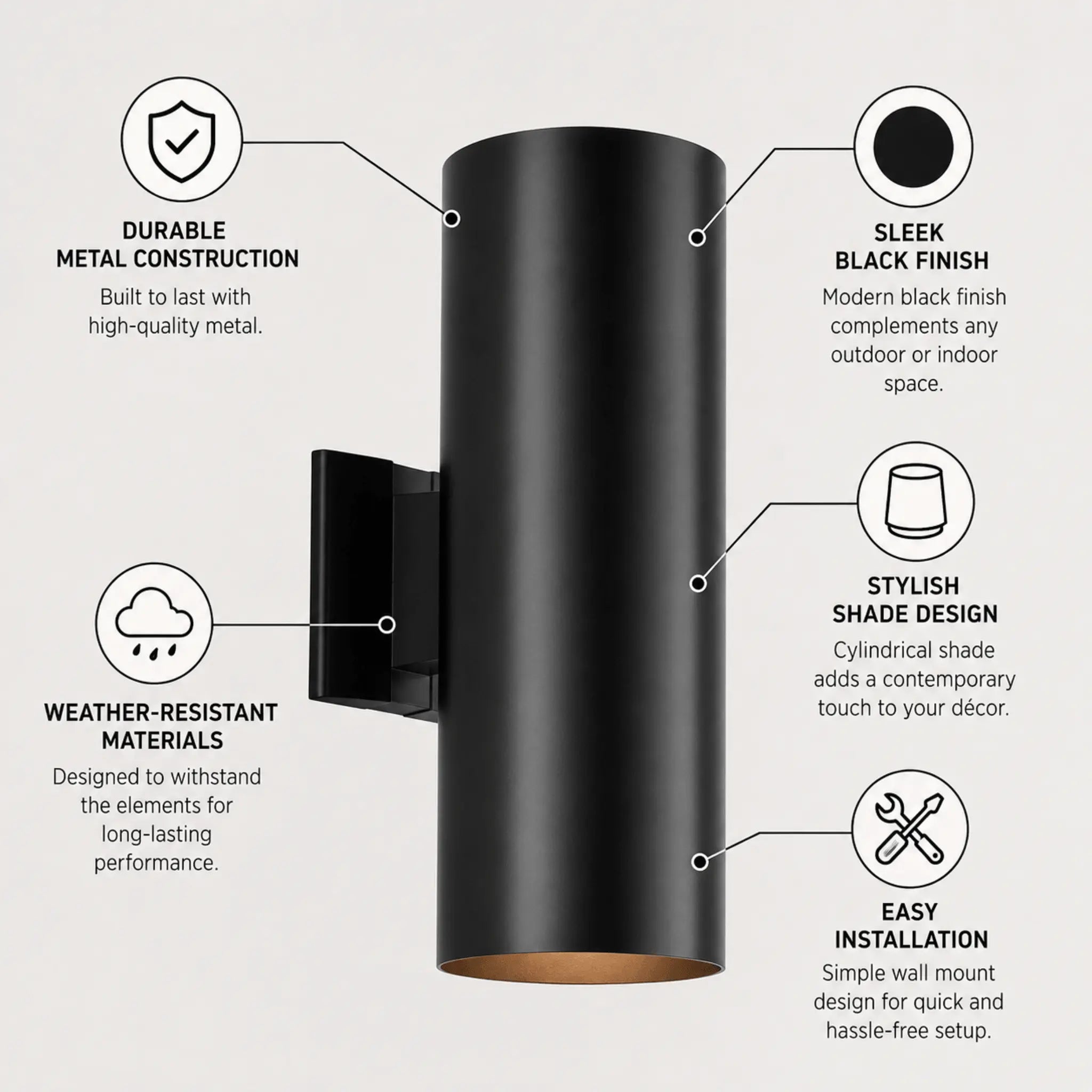 The Welcome Black Outdoor Wall Light