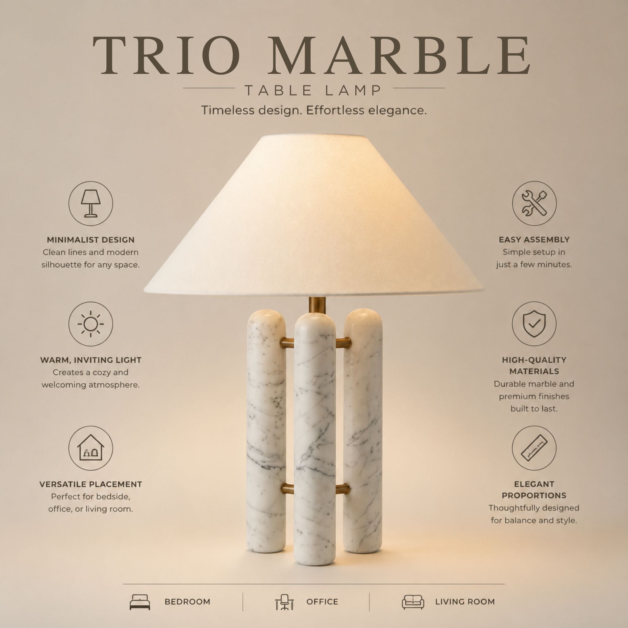 The Trio Marble Table Lamp