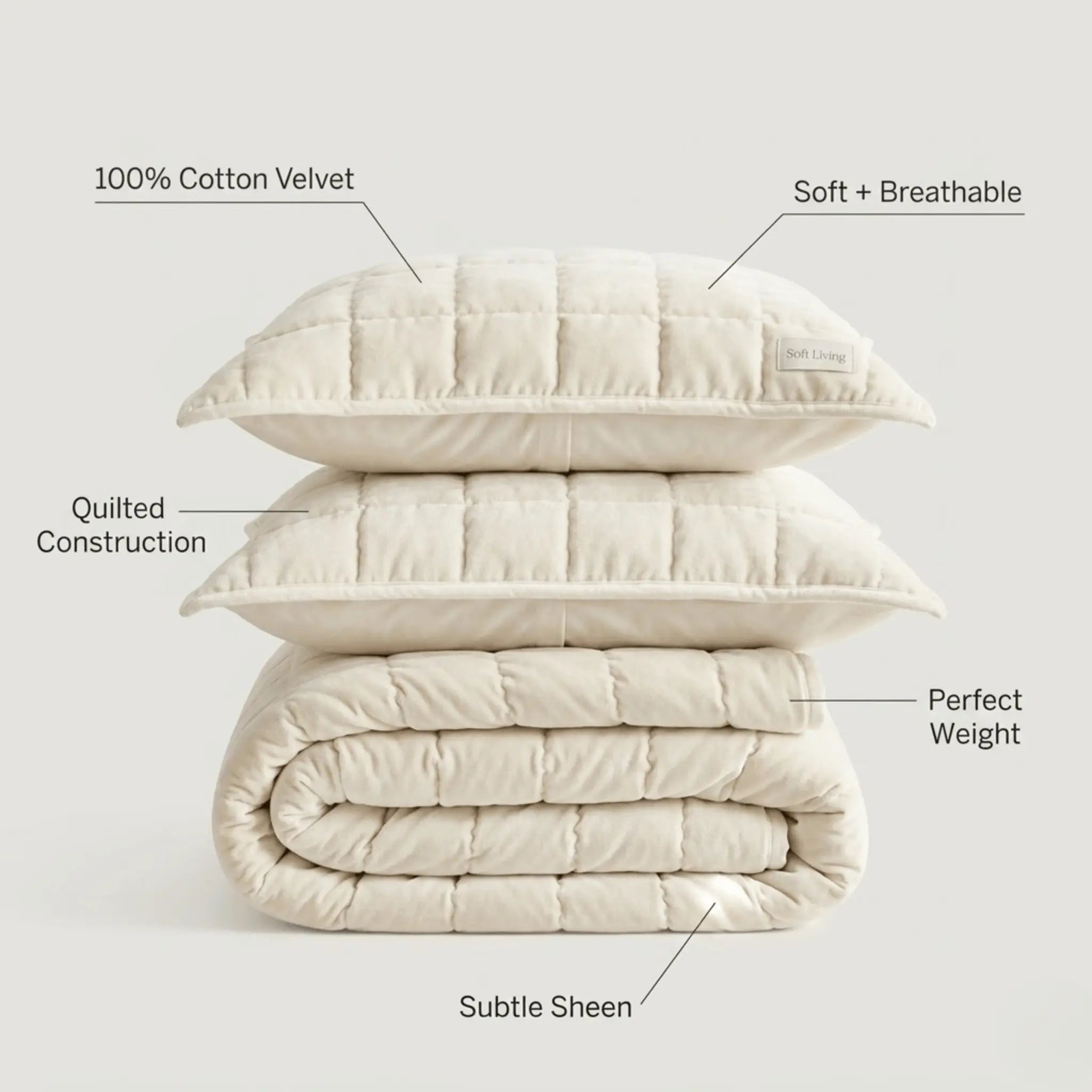 The Soft Living Cotton Velvet Quilt Set