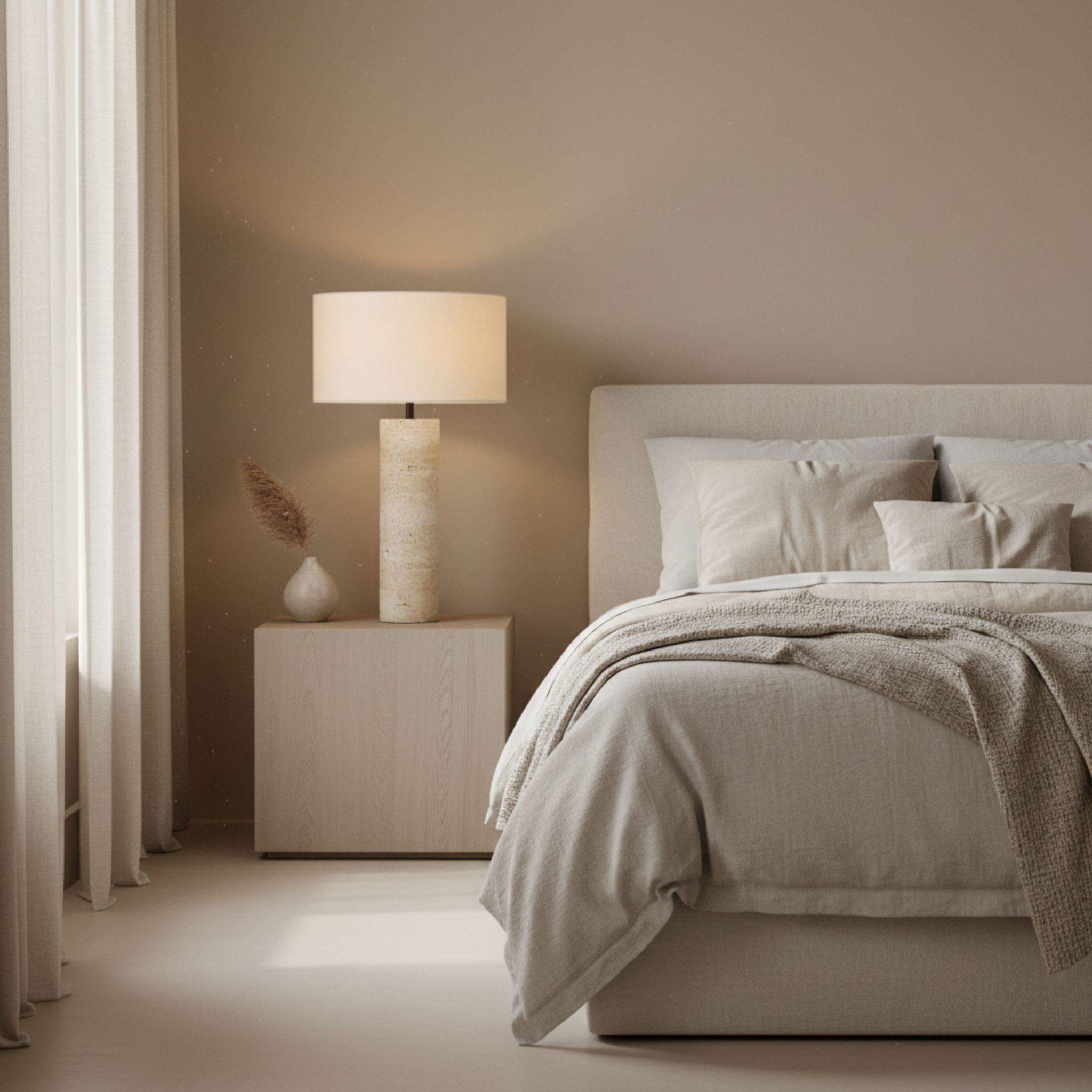 The Warm Glow Travertine Table Lamp