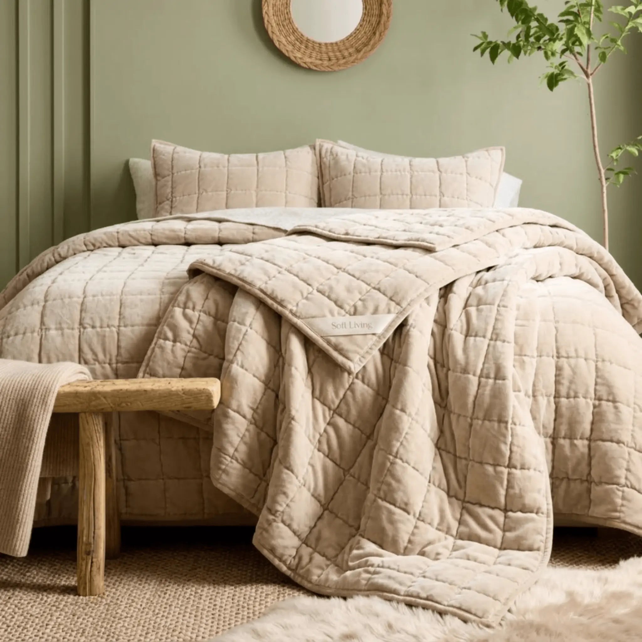 The Soft Living Cotton Velvet Quilt Set