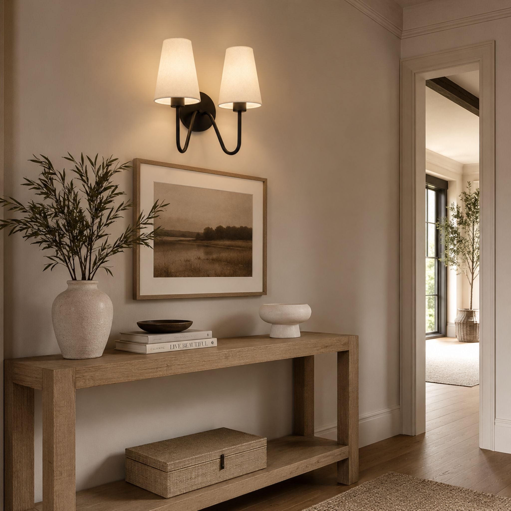 The Midnight Linen Double Wall Sconce