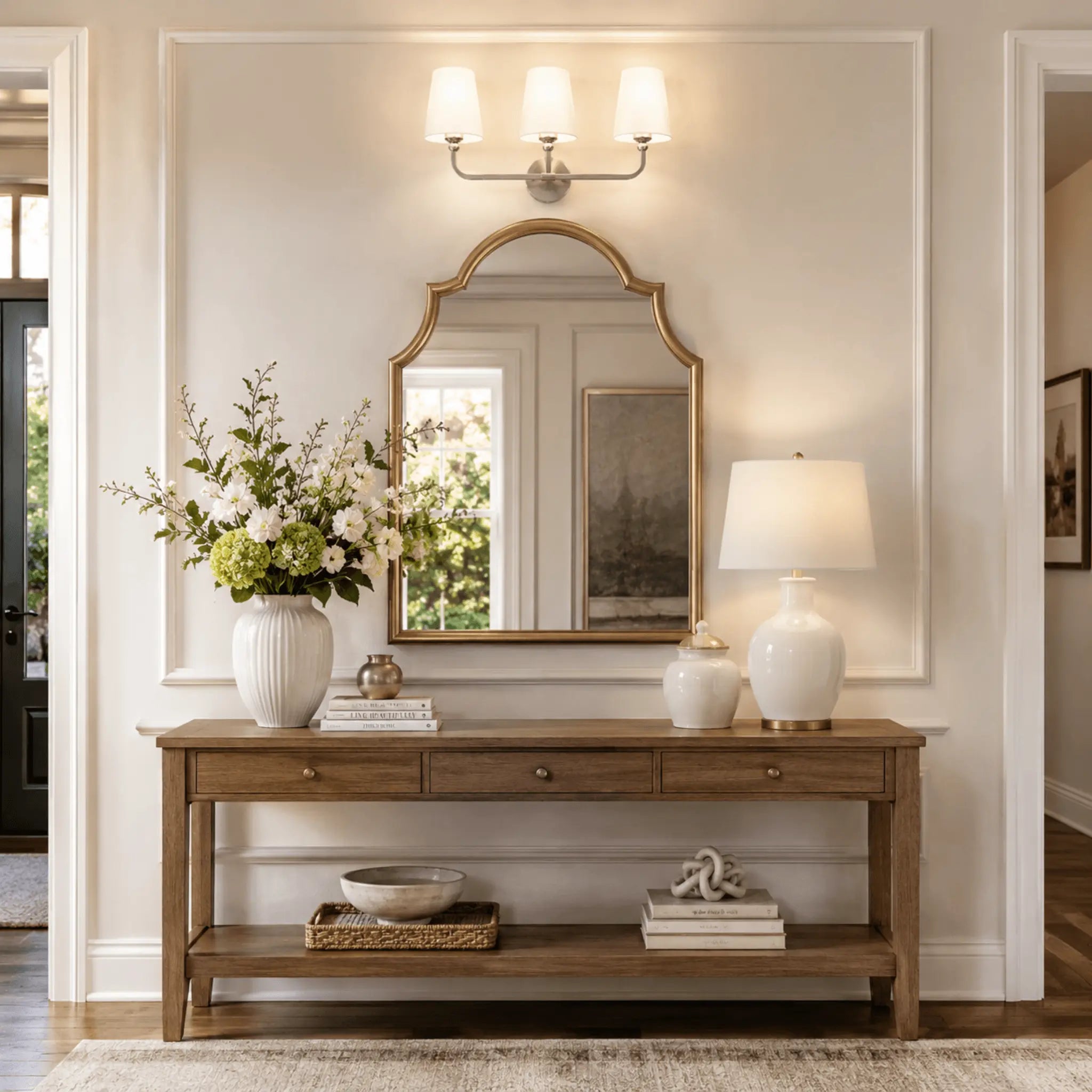 The 3-Light Polished Nickel Wall Sconce