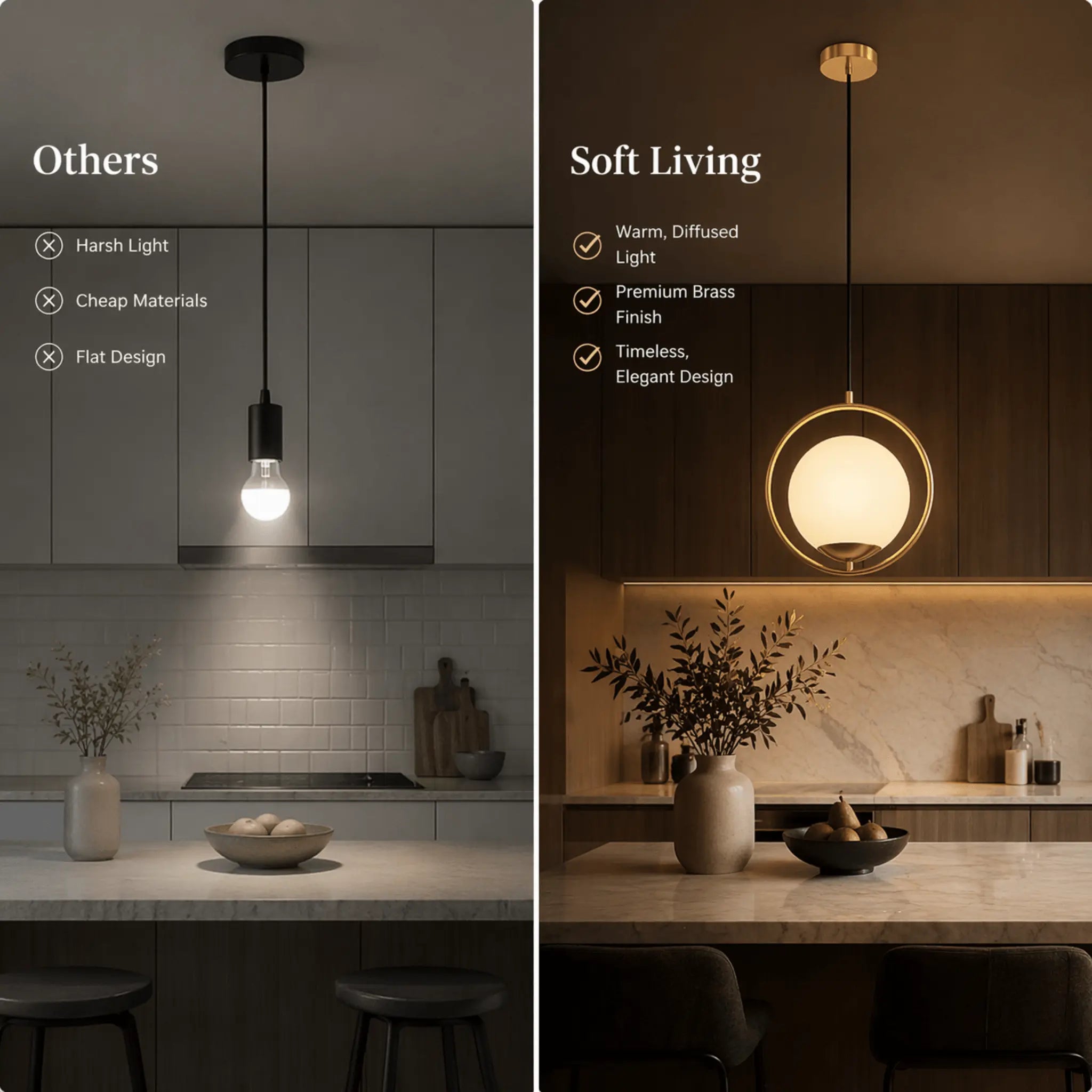 Soft Living Copper Kitchen Lights