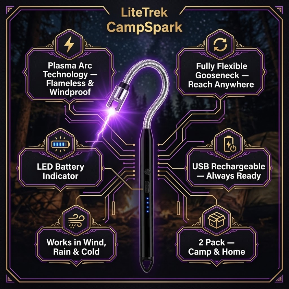 The LiteTrek CampSpark — Light It. Every Time. No Matter What. (2 Pack)