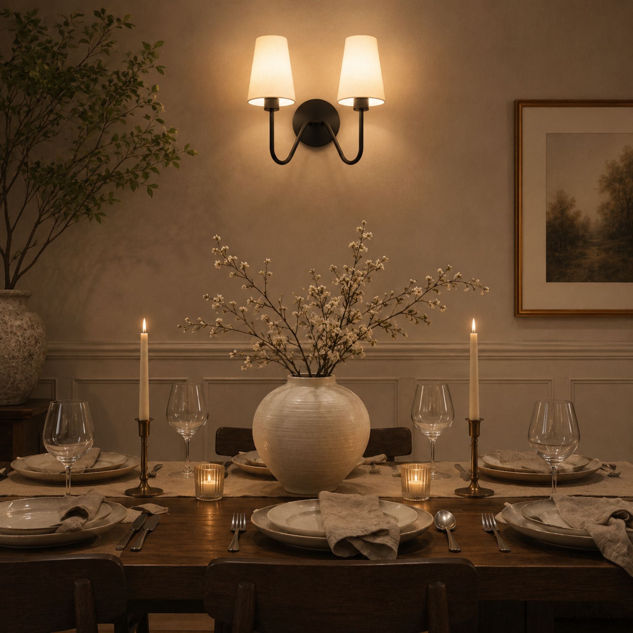 The Midnight Linen Double Wall Sconce