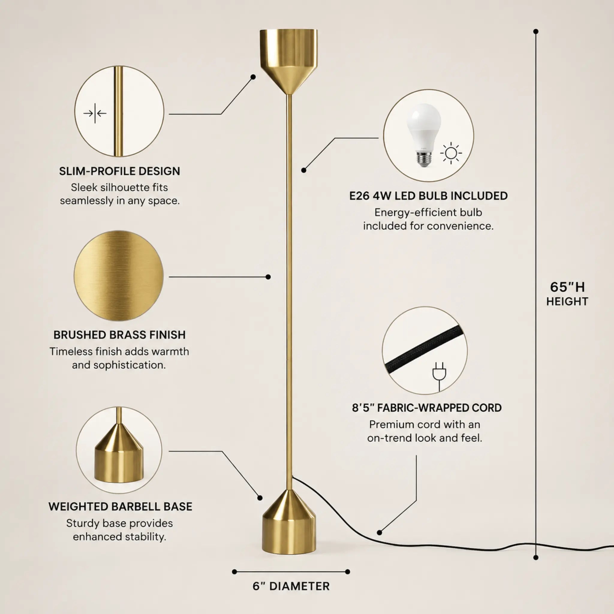 The Corner Glow Brass Floor Lamp