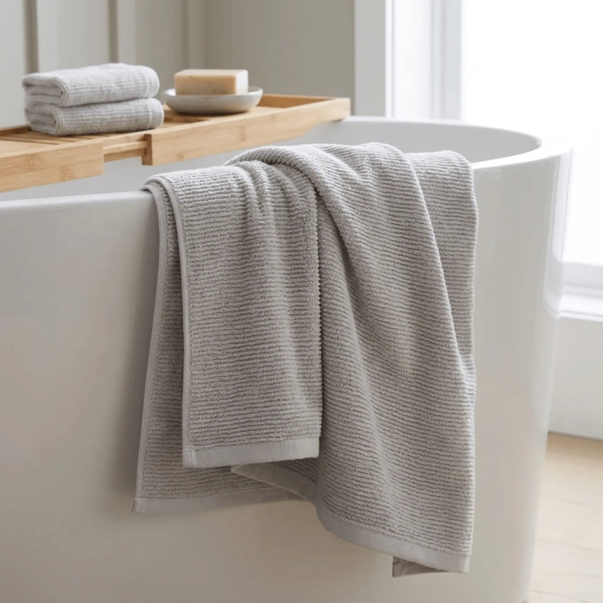 The Light Turkish Ribbed Bath Towel Bundle