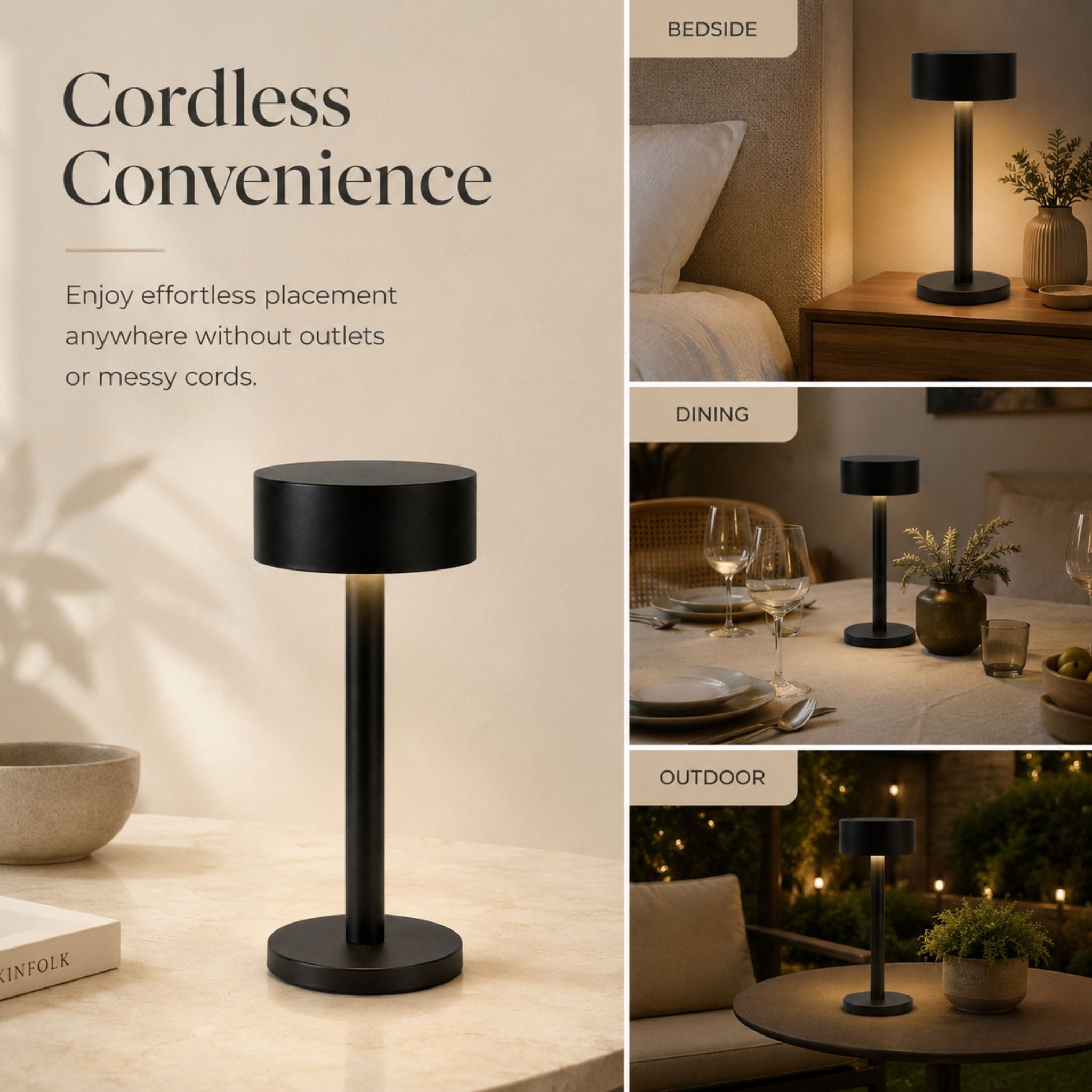 The Black Aura Cordless Lamp